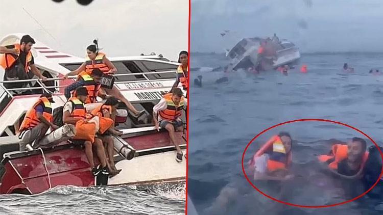 Balide turistleri taşıyan tekne battı... Dehşet dolu anlar kamerada