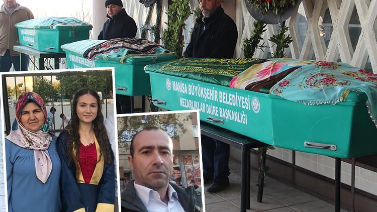 Kazada hayatını kaybeden baba, anne ve kızları son yolculuğa birlikte uğurlandı