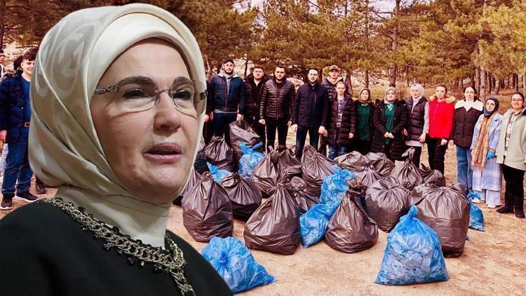 Emine Erdoğandan atıkları toplayıp geri dönüşüme kazandıran gençlere tebrik