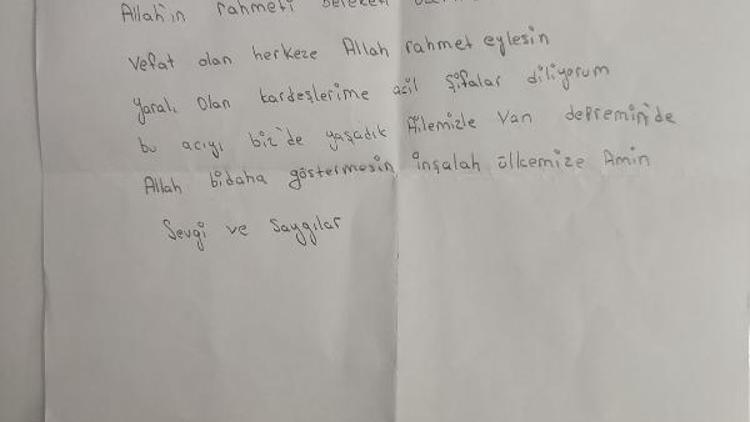 Van depremini yaşayan Fatmagül’den duygulandıran mesaj