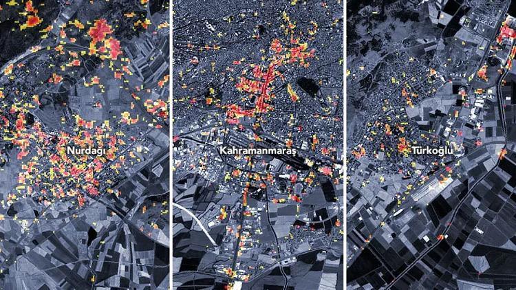 NASA depremlerin yarattığı hasarı uydu görüntüleriyle ortaya koydu