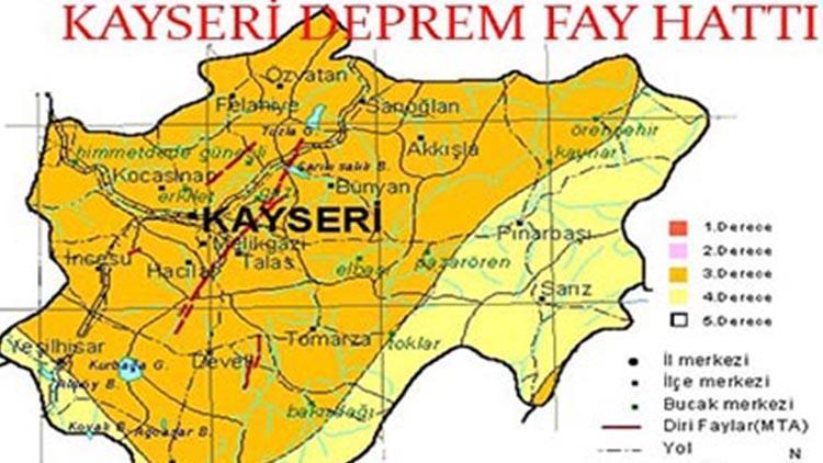 Kayseri’de fay hattı var mı, deprem bölgesi mi Kayseri deprem risk haritası