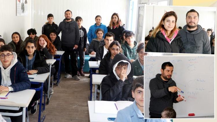 Öğretmen çift, depremzede öğrencileri sınava hazırlıyor