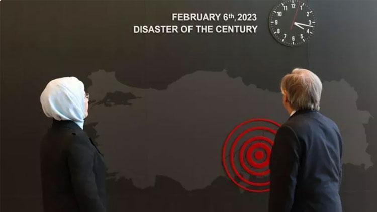 Emine Erdoğan ve Guterres, BMde deprem için kurulan Anma Köşesini ziyaret etti