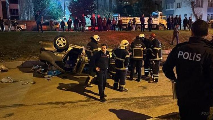 Aynı yöne giden otomobiller çarpıştı: 1 ölü, 6 yaralı