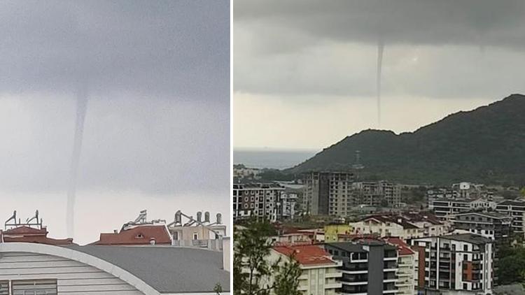 Antalyada korkutan hortum Denizde ortaya çıktı, karaya ulaşmadan etsisini kaybetti