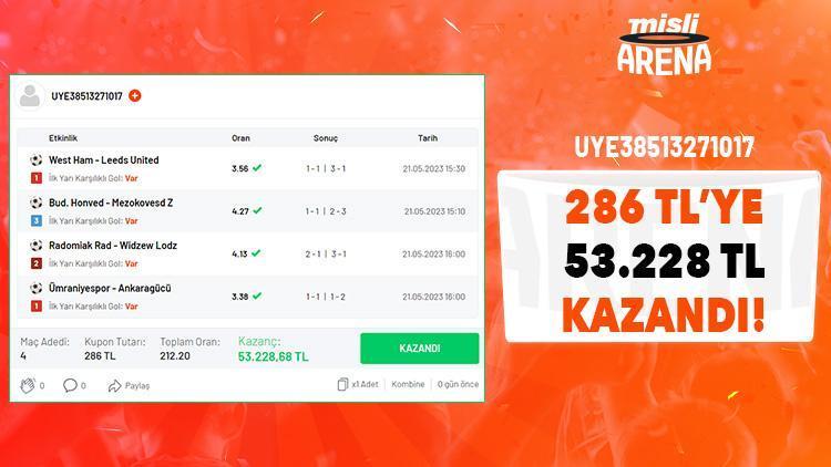 4 adet ilk yarı tercihleriyle iddaa kuponu yaptı, 45+1de 53 bin 228 TL kazandı