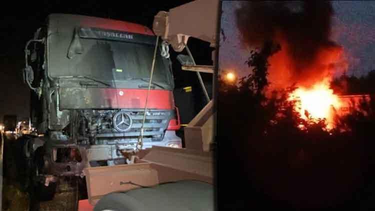 TEM’de TIR alev aldı, trafik durma noktasına geldi