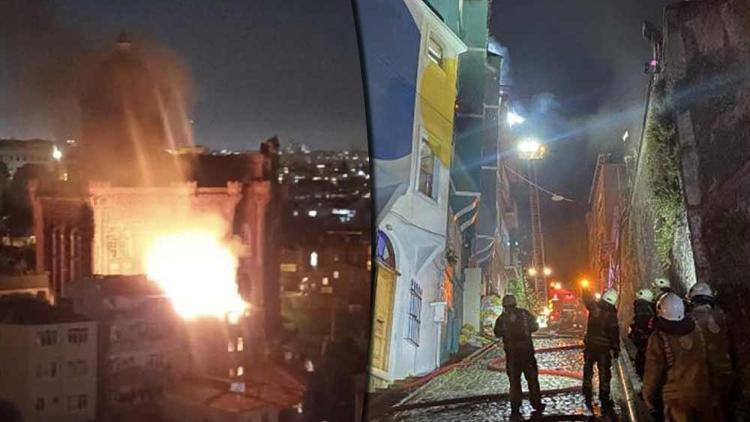 Fatihte metruk binada çıkan yangına Fener Rum Lisesinden müdahale edildi