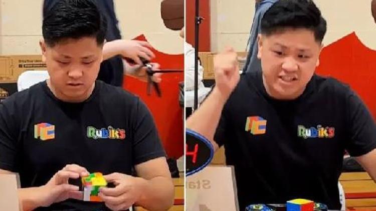 Rubik Küpü’nü 3.13 saniyede çözerek rekor kırdı