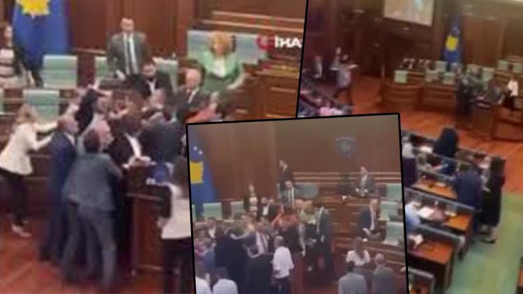 Kosova Parlamentosu’nda kavga çıktı... Yumruklar havada uçuştu