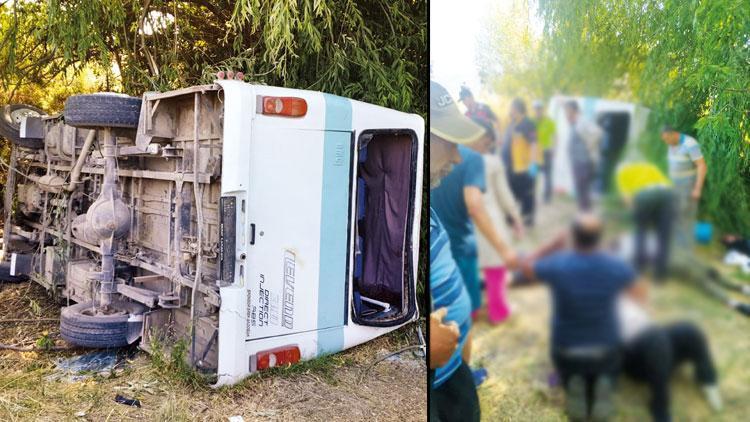 6 kişi öldü 8 kişi yaralandı: İşçileri taşıyan minibüs devrildi