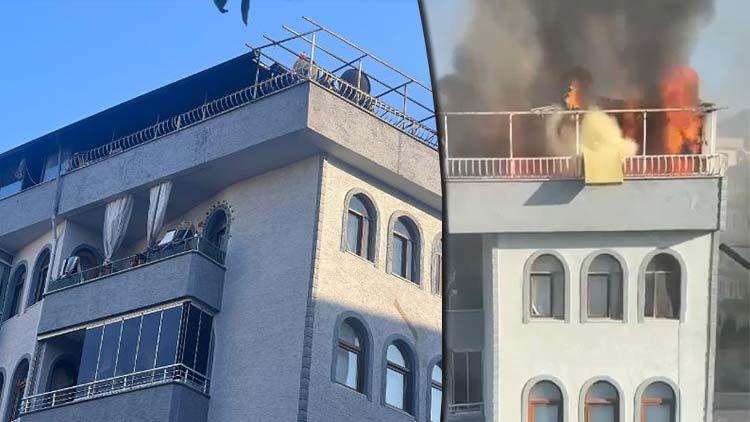 Bursada korkutan yangın 5 katlı binanın çatısı alev alev yandı