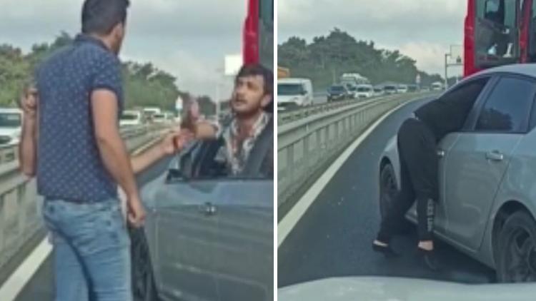 Arnavutköyde trafikte kavga Kamyon sürücüsü çılgına döndü