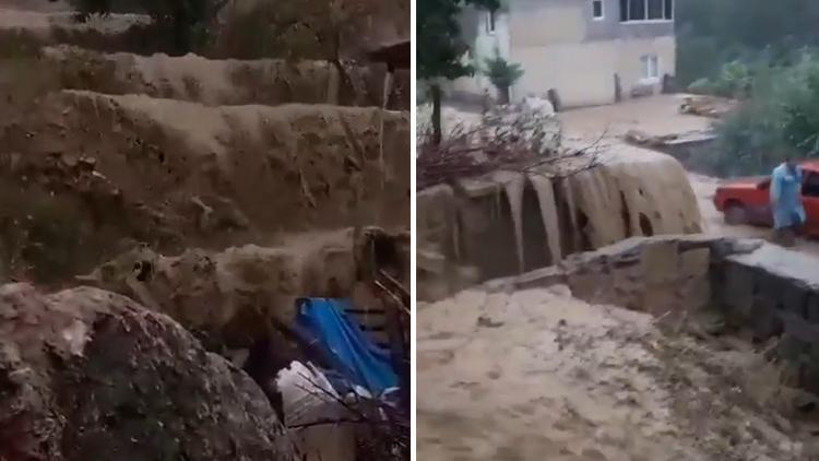 Kayserinin Yahyalı ilçesinde sel felaketi... Ev ve iş yerlerini su bastı