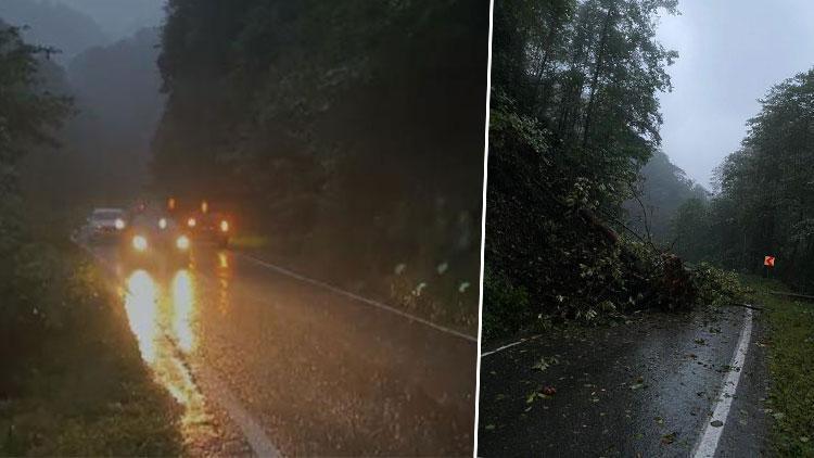 Trabzon’da sağanak sonrası heyelan: Yol ulaşıma kapandı