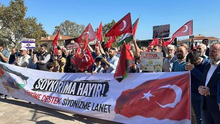 Tekirdağda İsrail protestosu: Katliamın durdurulması çağrısı