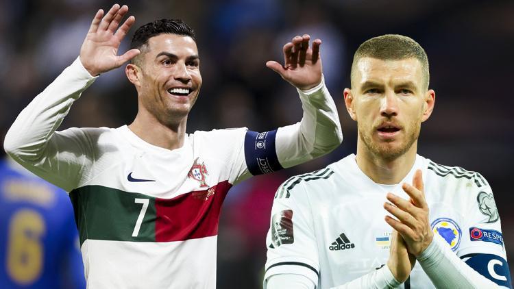 Cristiano Ronaldonun rekorunu geliştirdiği maçta Portekizden gol şov Edin Dzeko...