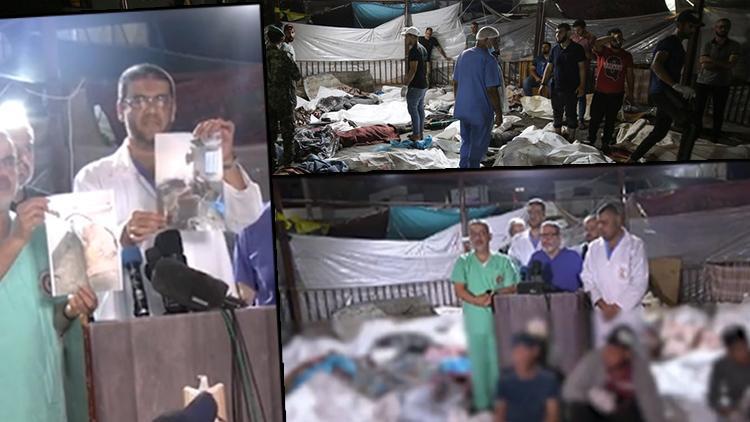 Dünya basını İsrailin hastane saldırısını böyle gördü Yürek yakan görüntü: Cansız bedenlerin önünde basın açıklaması