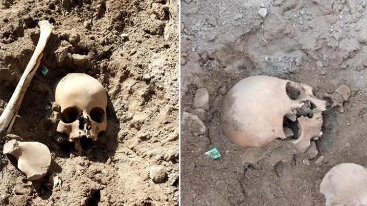 Kayseride okul bahçesinde insan kafatası ve kemikleri bulundu
