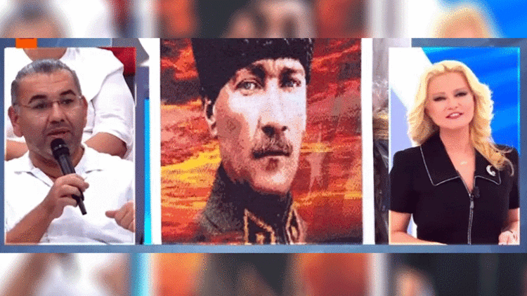 Boncuk boncuk işlediği Atatürk portresini Müge Anlı’ya hediye etti