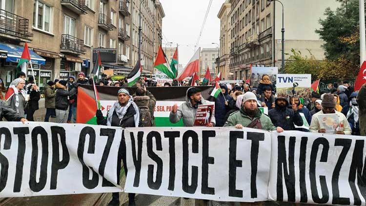 Almanya, Polonya ve Fransada binlerce kişi Filistine destek için yürüdü