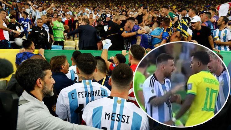 Brezilya - Arjantin maçında olaylar çıktı, polis müdahale etti Rodrygodan Messiye olay söz...