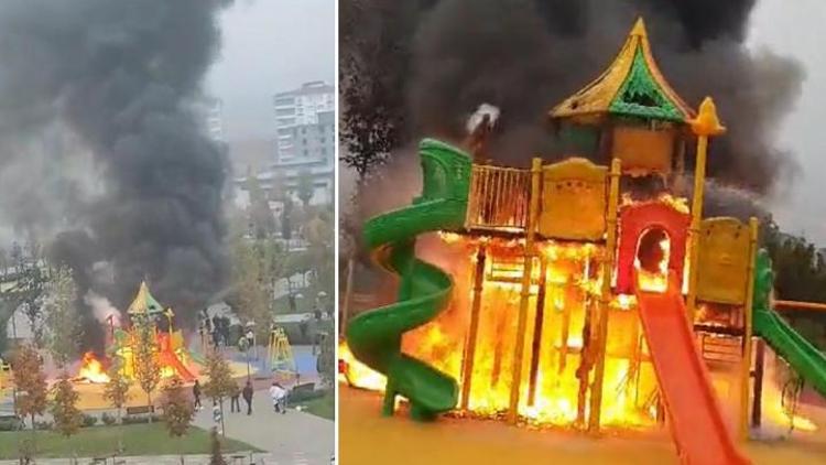 Gaziantepte çocuk parkı terör örgütü propagandası için yakılmış 9 PKK şüphelisi gözaltına alındı