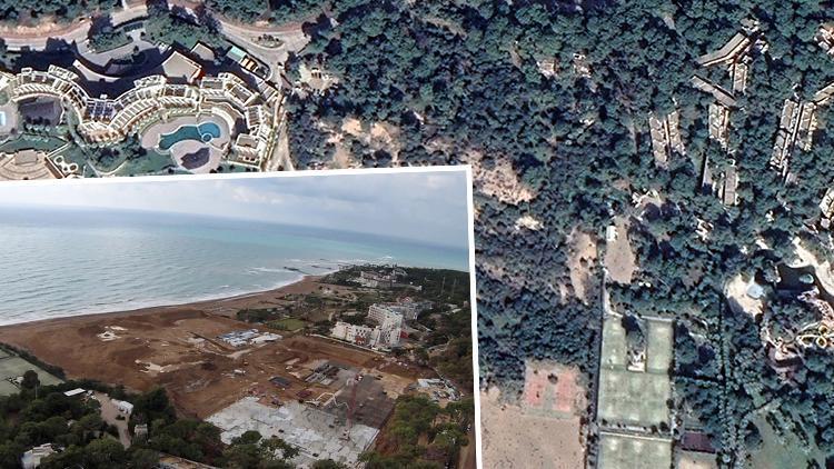 Antalyada otel inşaatı için ağaçlar kesildi iddiası
