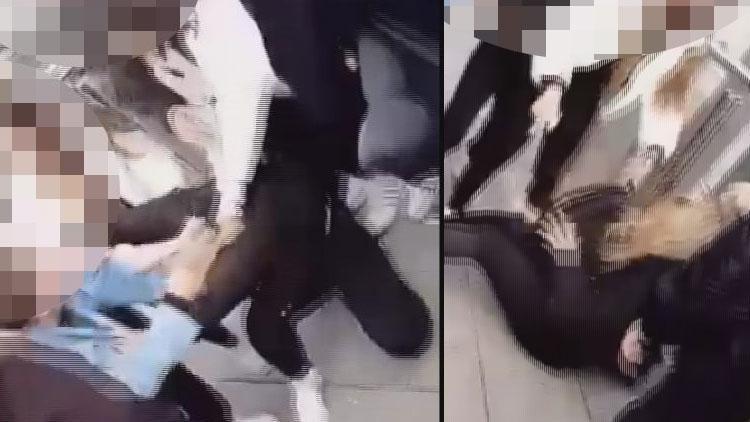 İzmirde dehşet görüntüler 5 öğrenci, 1 kız öğrenciyi dövdü