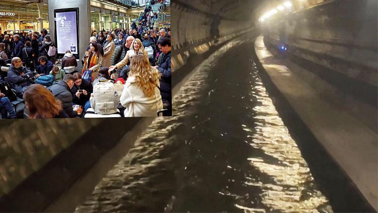 Tünelleri su bastı: 30 bin yolcu mahsur kaldı