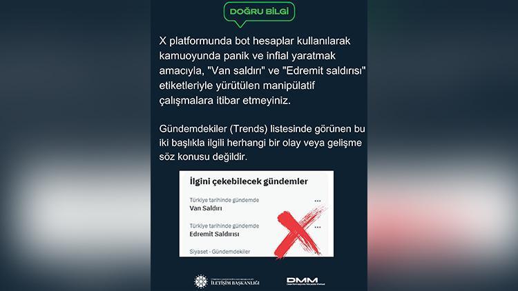 Van saldırı ve Edremit saldırısı paylaşımına yalanlama