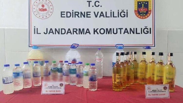 Edirne’de bir evde 37 litre sahte içki ele geçirildi
