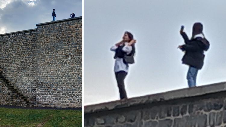 Diyarbakırda surlarda selfie çekmek isterken canlarını hiçe saydılar