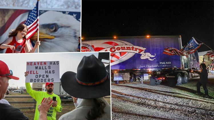 ABD’de göçmen protestosu: Yüzlerce tır ve kamyonun oluşturduğu konvoy sınırda