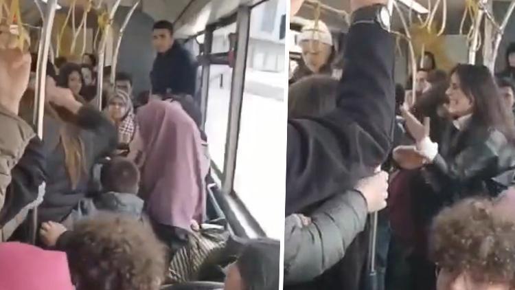 İstanbulda otobüste kadın yolcular birbirine girdi: Saç saça baş başa kavga ettiler