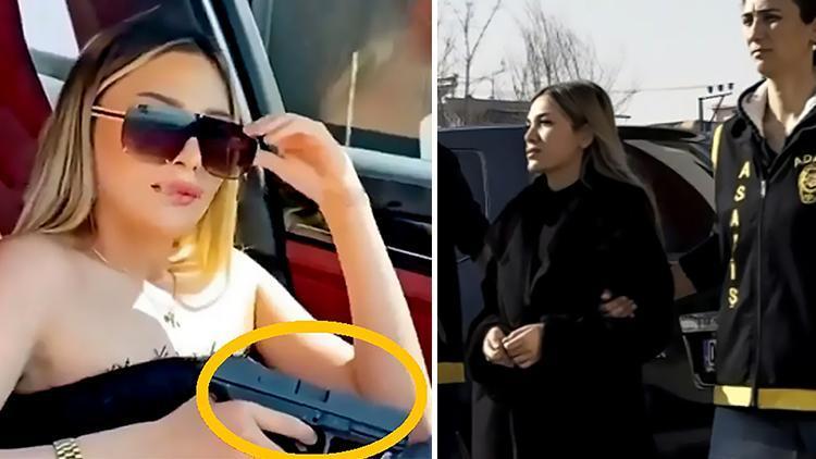 Adanada silahla poz veren sosyal medya fenomeni Aleyna Kankoya gözaltı