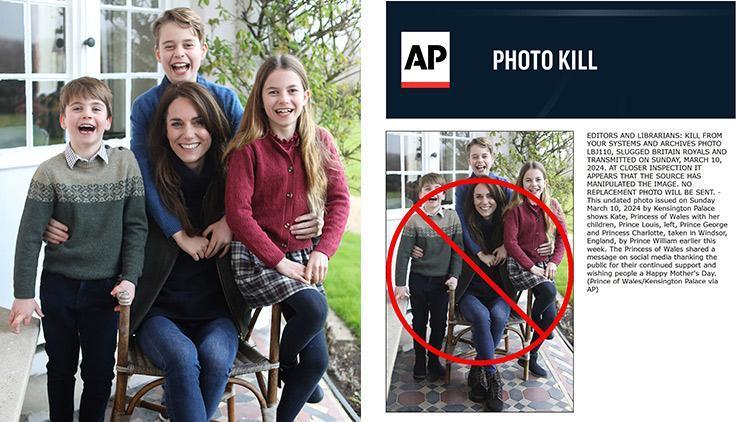 Komplo teorilerini susturmak için görüntü paylaşmışlardı… Üç büyük ajanstan uyarı: Kate Middleton fotoğrafını silin, fotoğrafla oynanmış