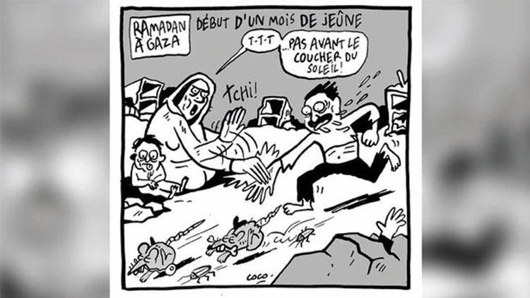 Fransız gazetesinden alçak karikatür Gazze’deki açlıkla alay ettiler