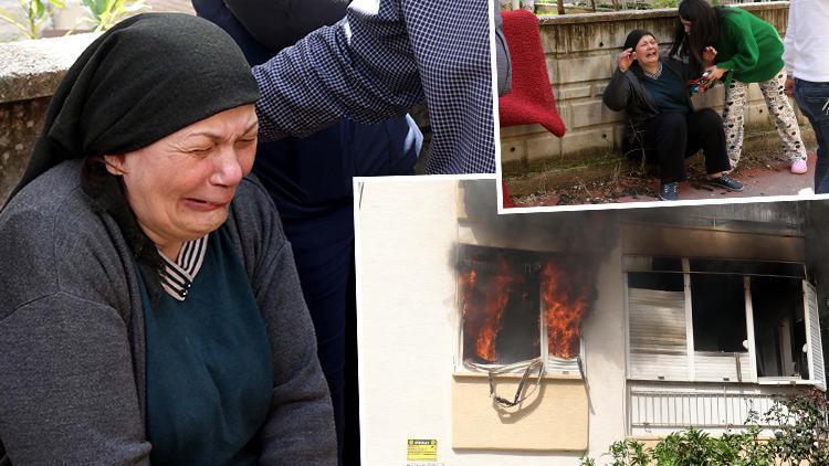 Antalyada evindeki yangına müdahaleyi gözyaşları içinde izledi