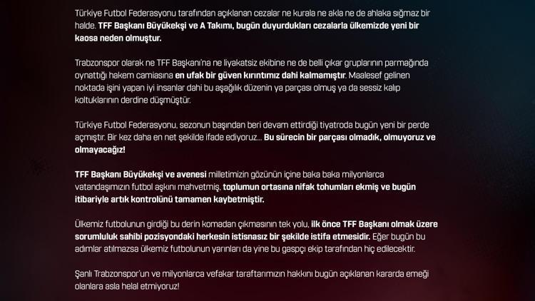 Trabzonspordan PFDK kararlarına sert tepki