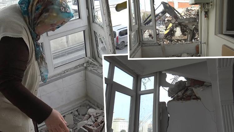 Avcılarda kentsel dönüşüm kapsamında yıkılan binanın bitişiğindeki apartmanın balkon duvarının olmadığı ortaya çıktı