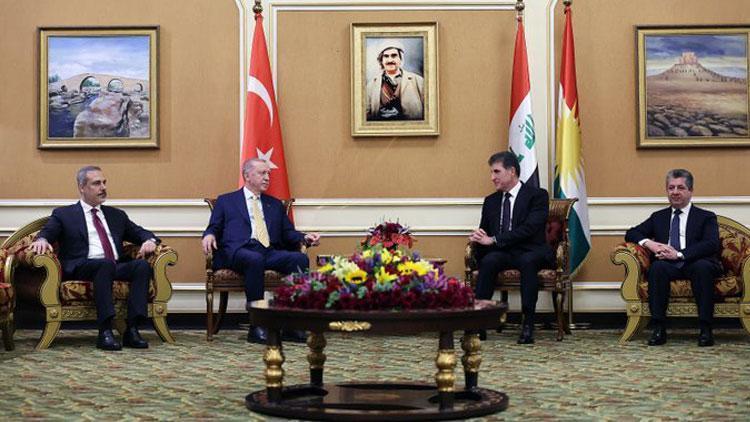 Cumhurbaşkanı Erdoğan, Erbilde Barzani ile görüştü