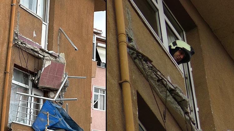 Avcılarda balkonu çöken bina tahliye edildi... Daha önce orta hasarlı raporu verilmiş