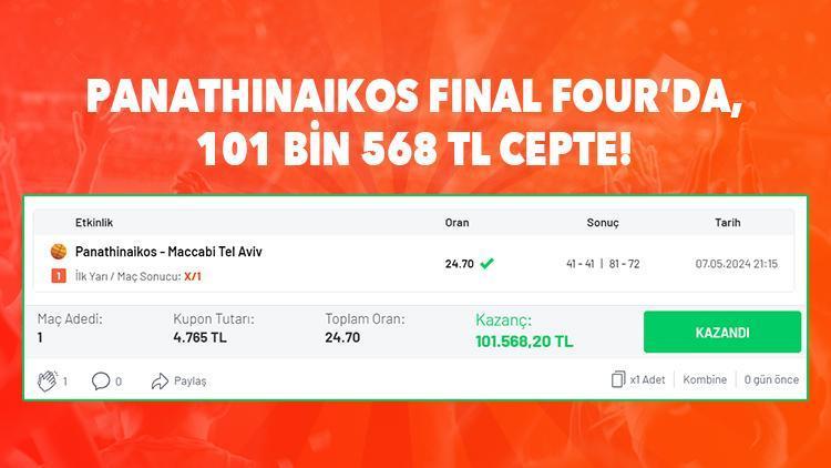 Panathinaikosu Final-Foura götüren iddaa kuponu 101 bin 568 TL kazandı...