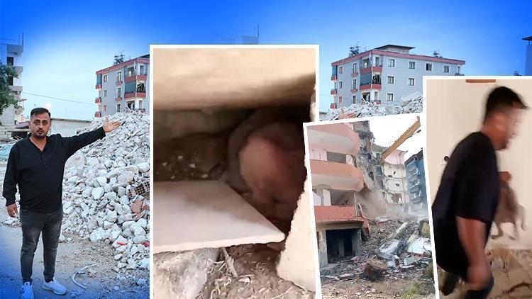 Hayvanseverin hasarlı binadan yavru köpekleri kurtardığı anlar kamerada