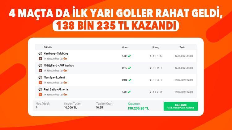 45 dakikada 138 bin 235 TL kazandı İY 1.5 ÜST iddaa kuponu...