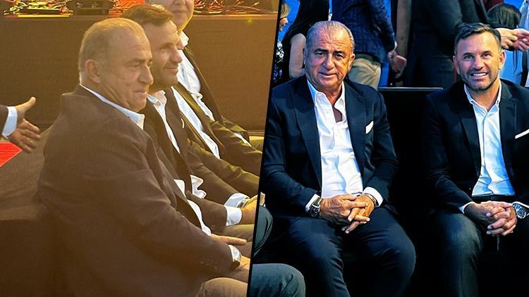 Galatasarayın şampiyonluk kutlamasında Okan Buruk ve Fatih Terim buluştu