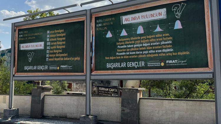 Belediyeden sınav öncesi bilboardlardaki görsellerle adaylara son tekrar desteği