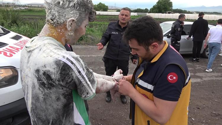 Erzurumda gençlerin doğum günü şakası polisi kızdırdı